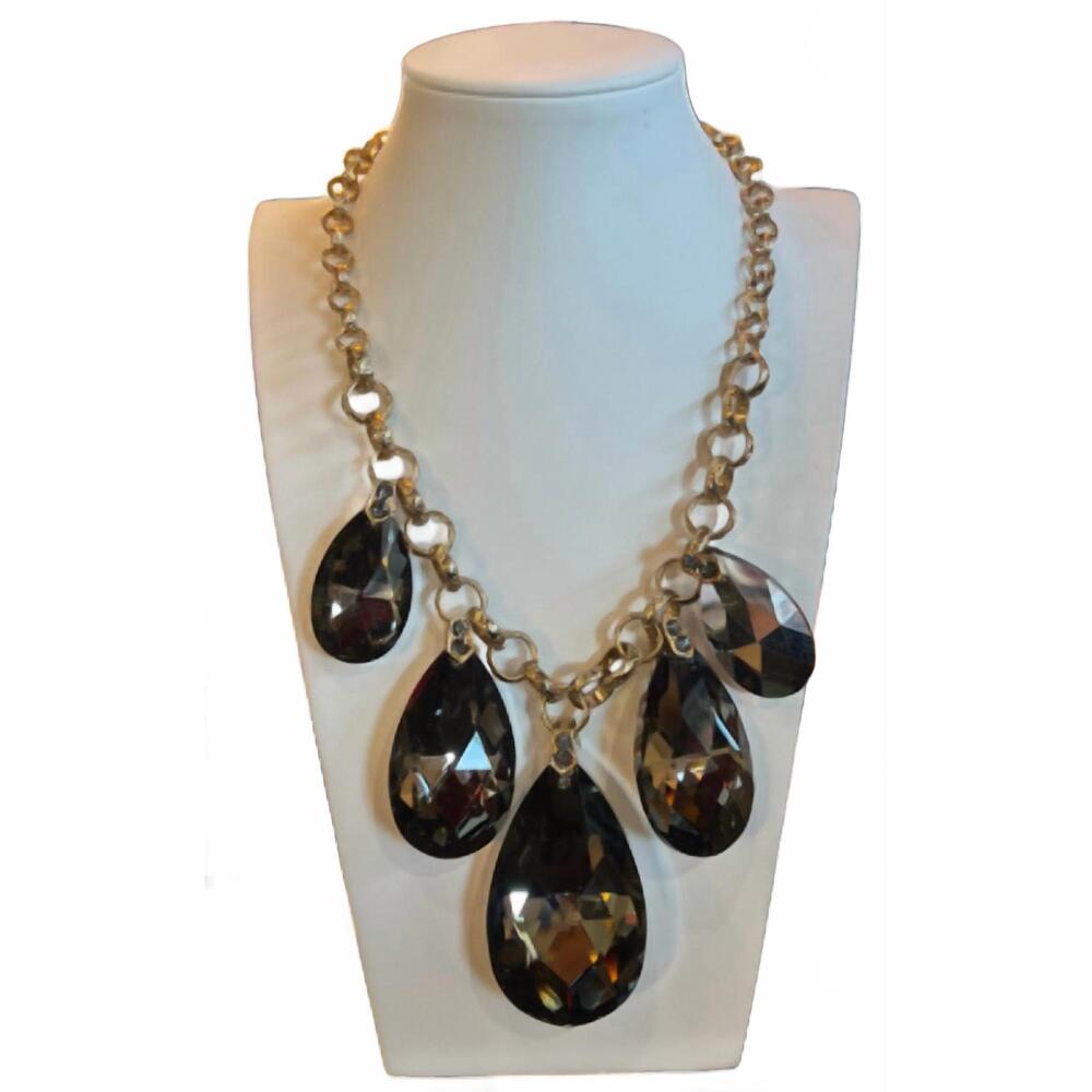 NEW SONYA'S jewel drop necklace in grey/gold